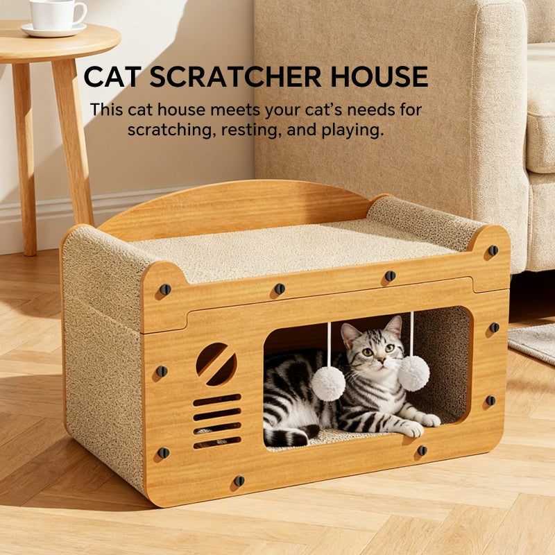 Double Layer Cat Scratcher Sofa | Cardboard Cat Lounge Bed for Scratching & Relaxing