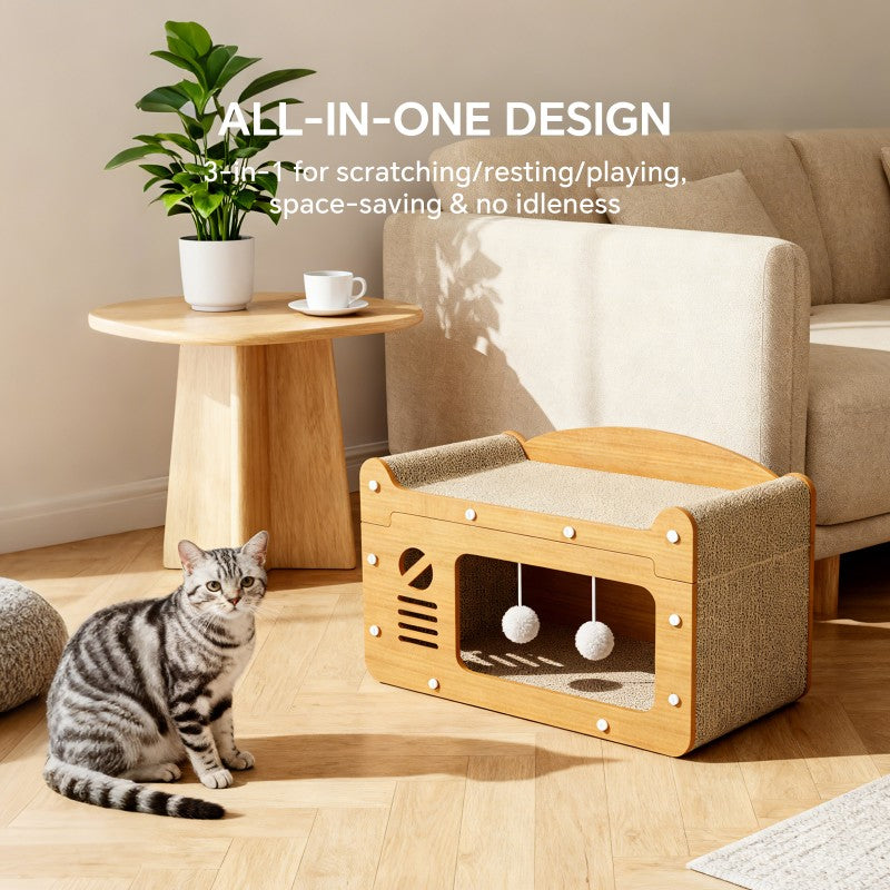 Double Layer Cat Scratcher Sofa | Cardboard Cat Lounge Bed for Scratching & Relaxing