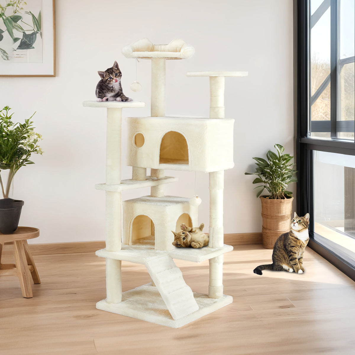 Multi-Level Cat Tree House | Cat Tower with Scratching Posts & Climbing Platform for Indoor Cats