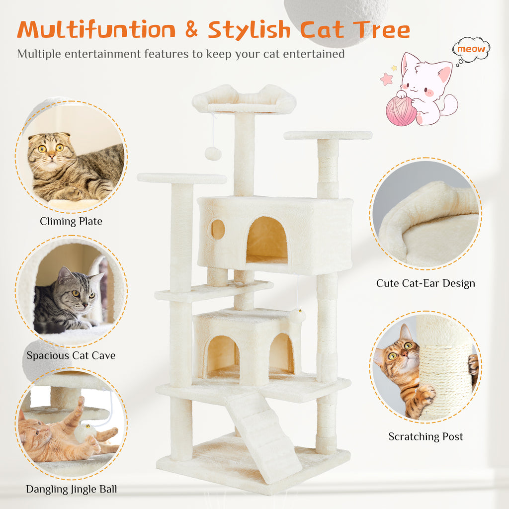 Multi-Level Cat Tree House | Cat Tower with Scratching Posts & Climbing Platform for Indoor Cats