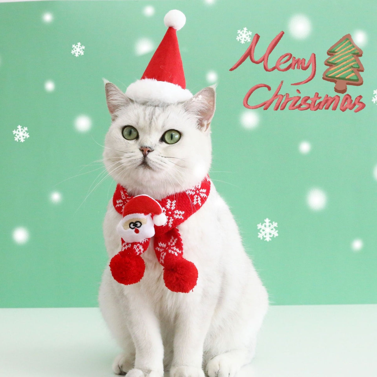 Christmas pet hat and scarf set for dogs and cats holiday style