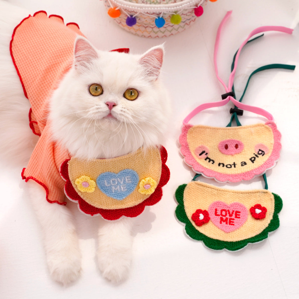 Cute Embroidered Tie-On Bandana for Cats