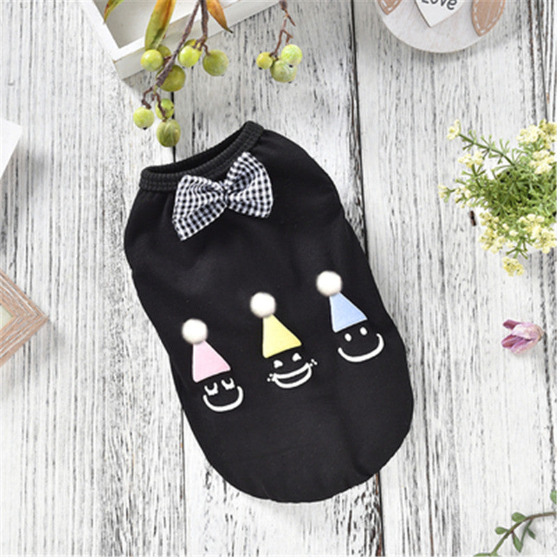 Cute bowknot dog vest shirt with printed design lightweight pet tank top for small and medium dogs