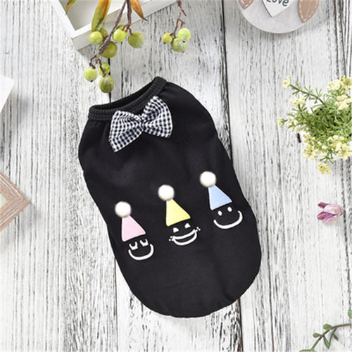 Cute bowknot dog vest shirt with printed design lightweight pet tank top for small and medium dogs