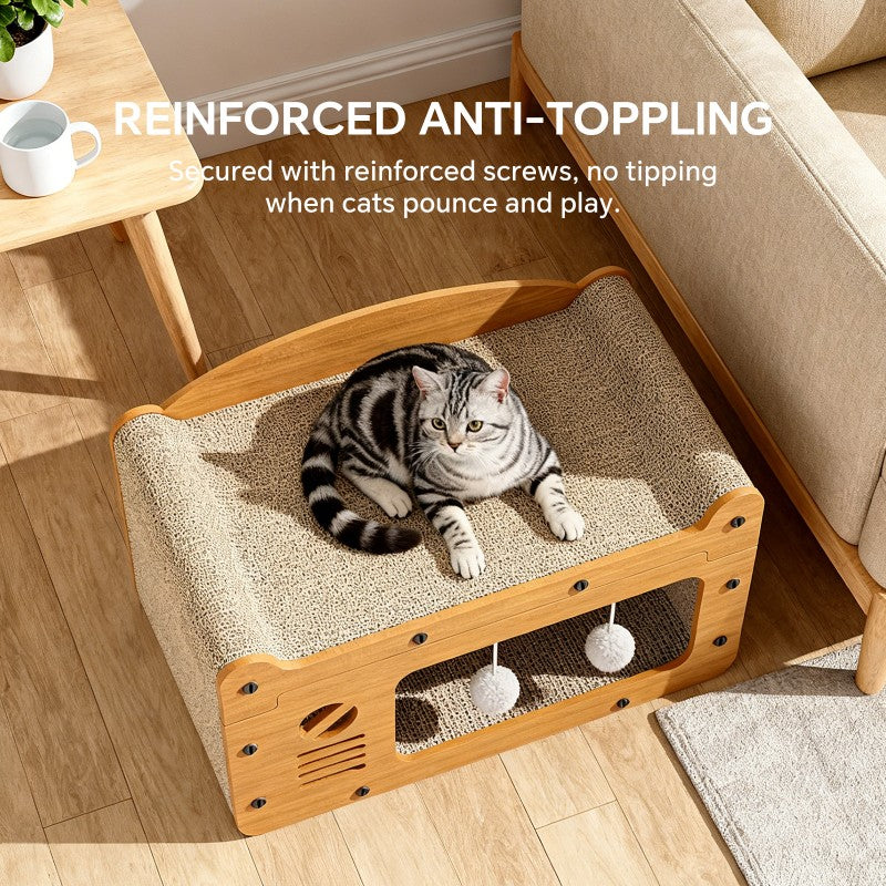 Double Layer Cat Scratcher Sofa | Cardboard Cat Lounge Bed for Scratching & Relaxing