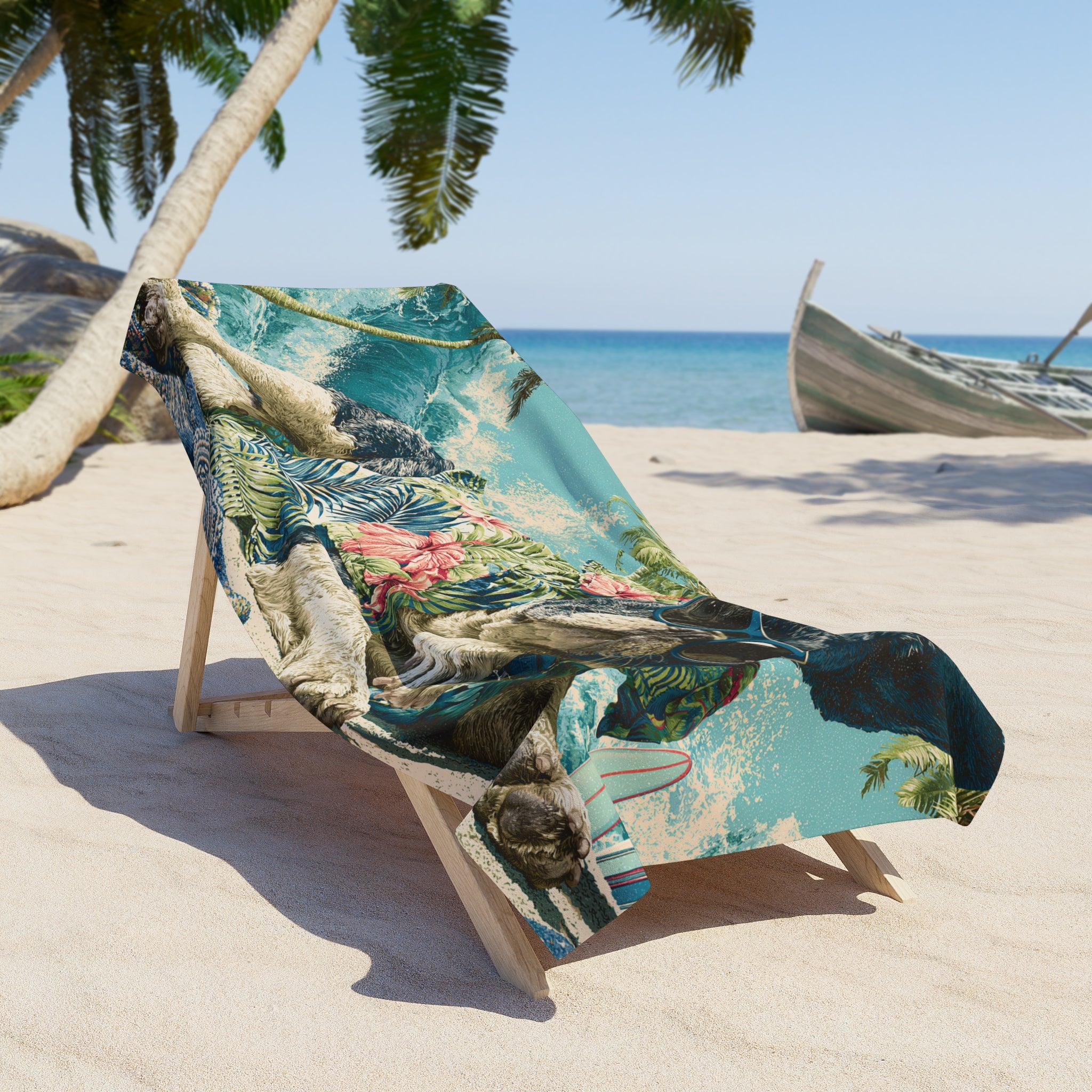 Cool French Bulldog Surf Beach Towel – Tropical Hawaiian Vacation Vibe