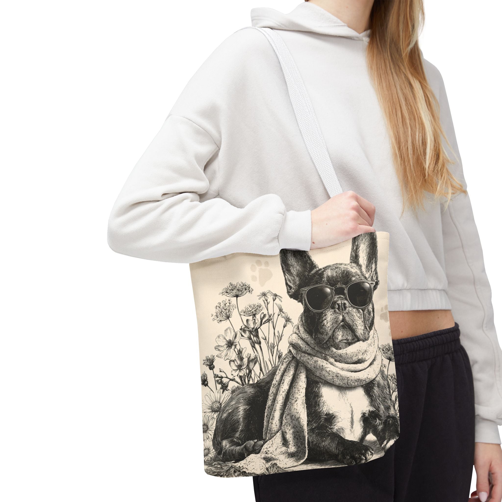 French Bulldog Canvas Tote Bag – Cute Frenchie Shoulder Bag for Dog Lovers