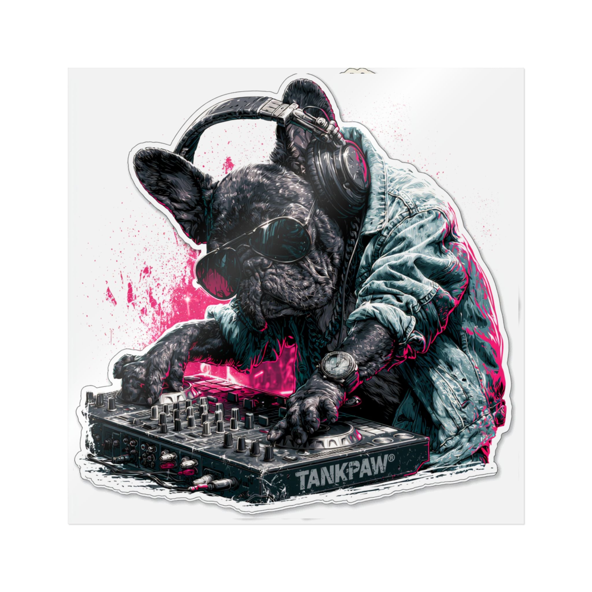 French Bulldog DJ Sticker – Electronic Music Festival