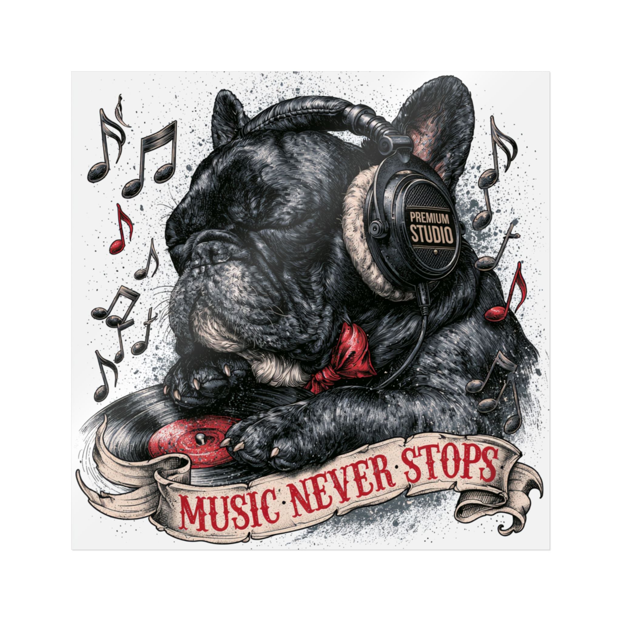French Bulldog Music Sticker – DJ Electronic Music Festival