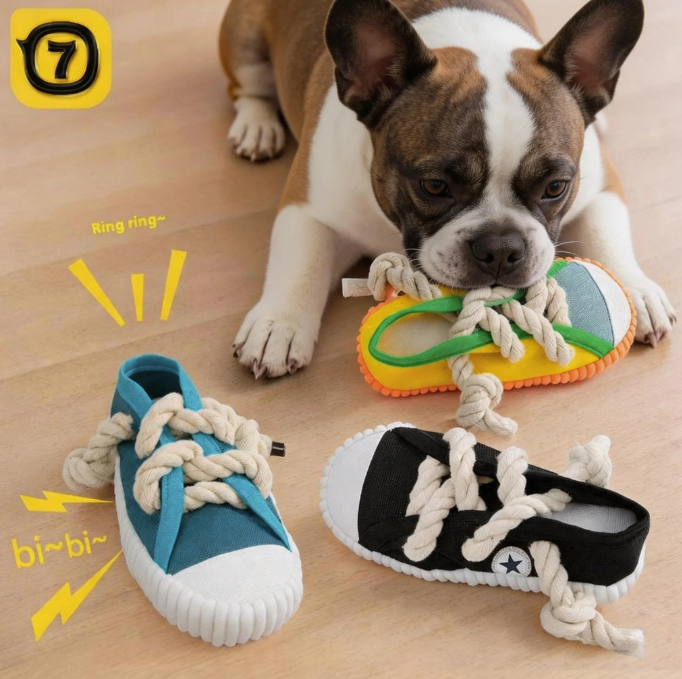 Squeaky Slipper Dog Toy | Funny Plush Chew & Interactive Play Toy for Dogs