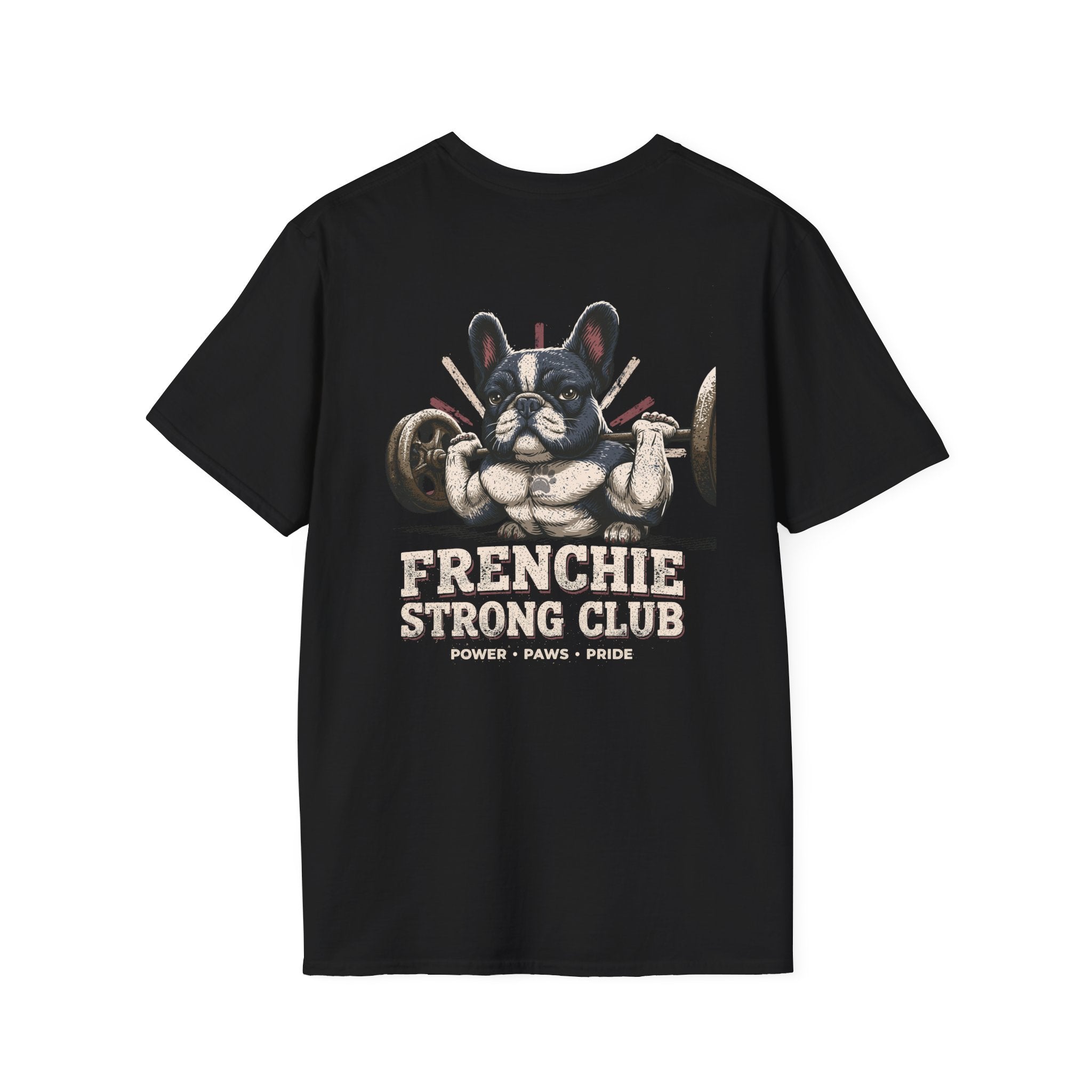 Gym French Bulldog T-Shirt – Fitness Frenchie Workout Shirt for Dog Lovers — Minimal Couples Graphic T-Shirt