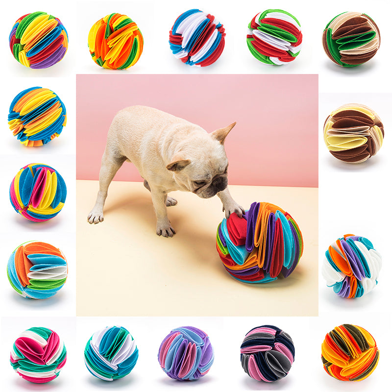 Interactive snuffle ball puzzle toy for dogs and cats for treat dispensing mental enrichment and slow feeding