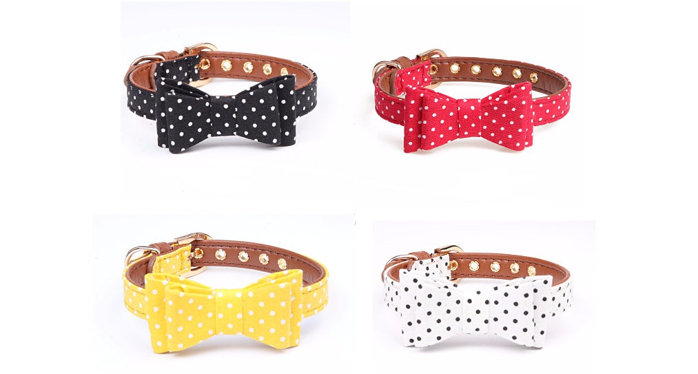 Polka Dot Bow Tie Collar for Dogs and Cats