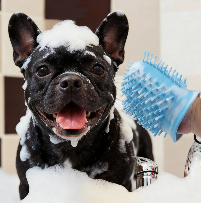 2-in-1 Dog Paw Cleaner Cup with Built-In Grooming Brush