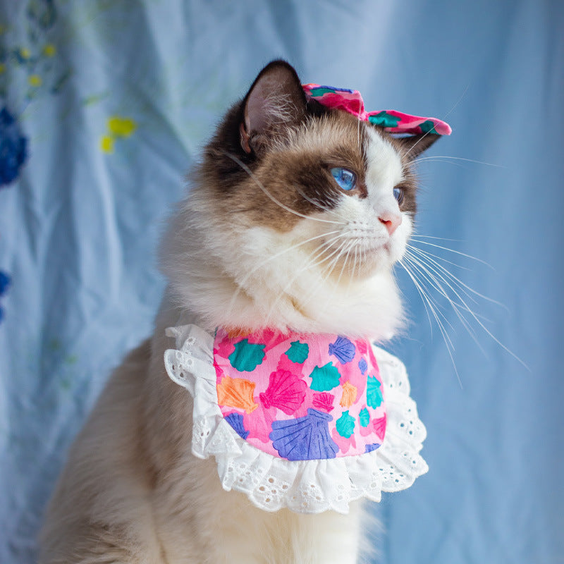 Princess lace cat bib accessory for kittens and cats