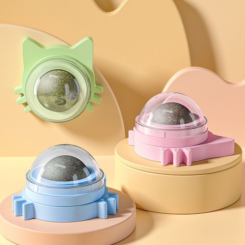 Rotating Wall-Mounted Catnip Ball for Cats