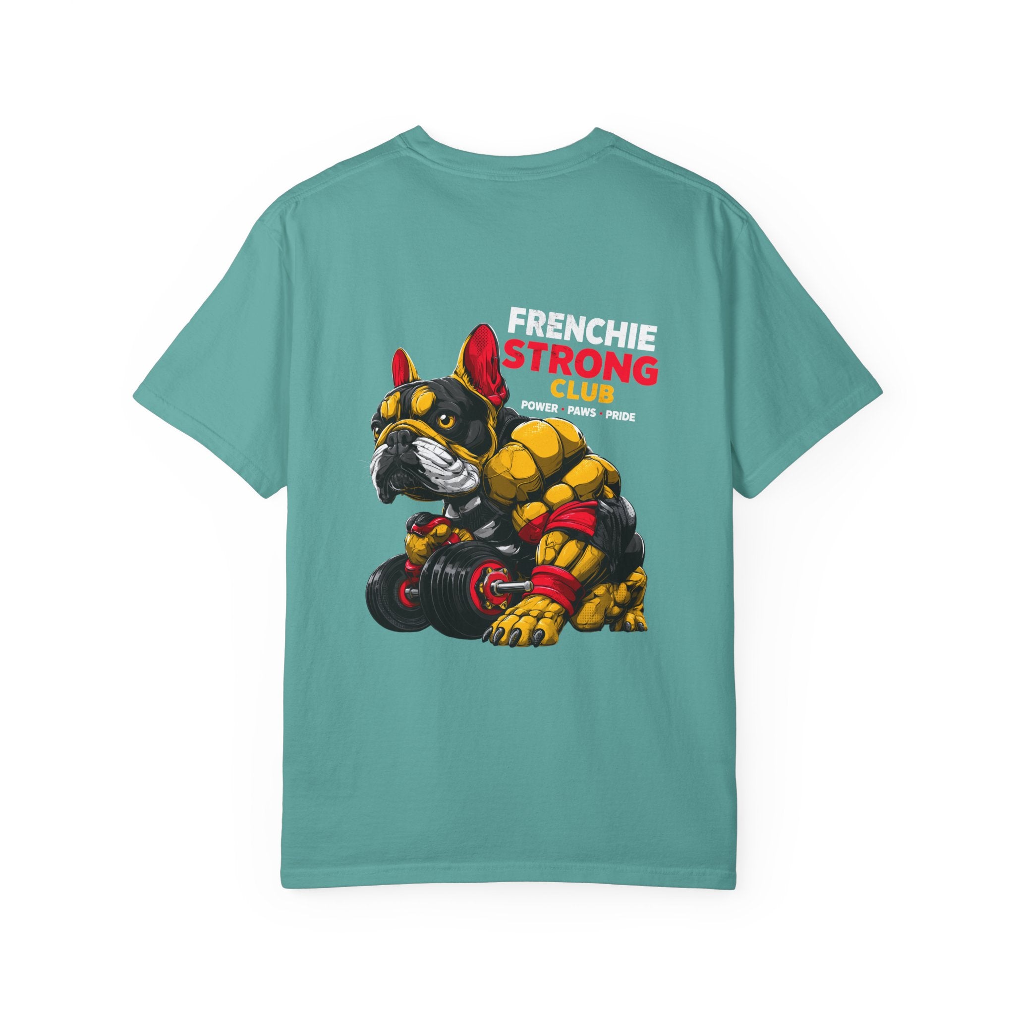 "Frenchie Strong Club" Muscular Dog Pet T-Shirt — Cute Frenchie Weightlifting Graphic Tee