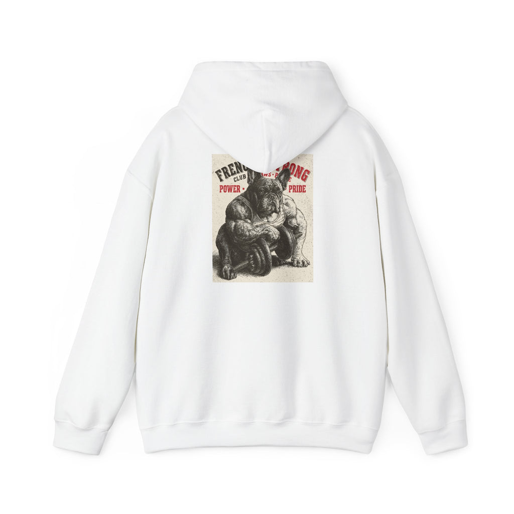 TankPaw Frenchie Strong Club premium French Bulldog hoodie with vintage graphic design