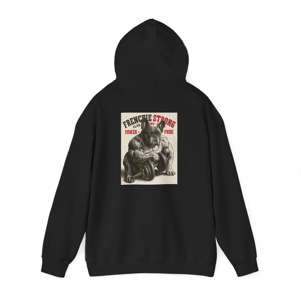 TankPaw No Excuses French Bulldog hoodie with vintage gym graphic