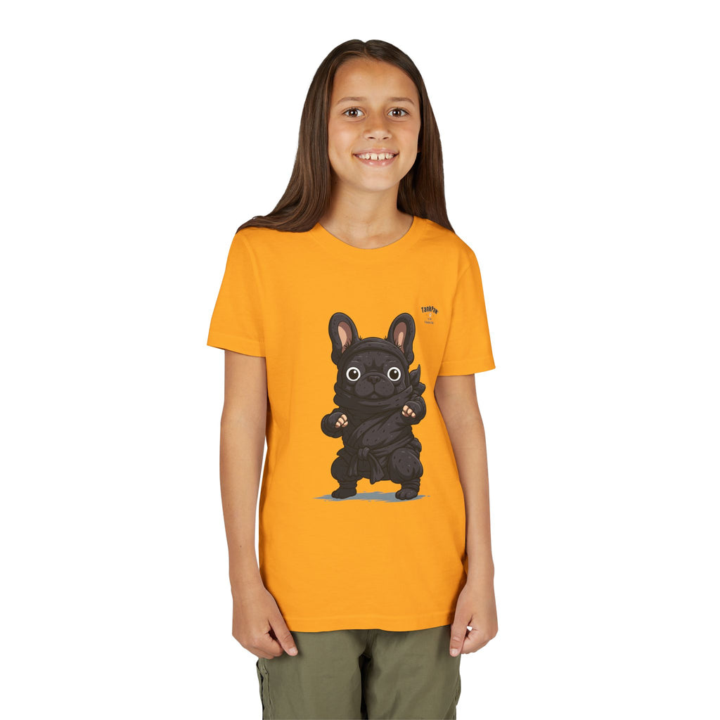 Kids Cute Black French Bulldog Tee – 'TARBUN' Cartoon Pup Youth T-Shirt