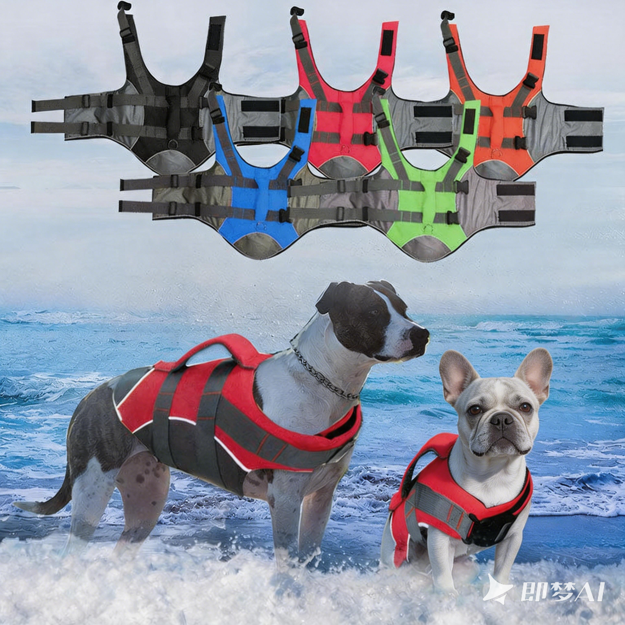 Life Jacket for Small, Medium, and Large Dogs — Adjustable Swimming Vest with Reflective Strips