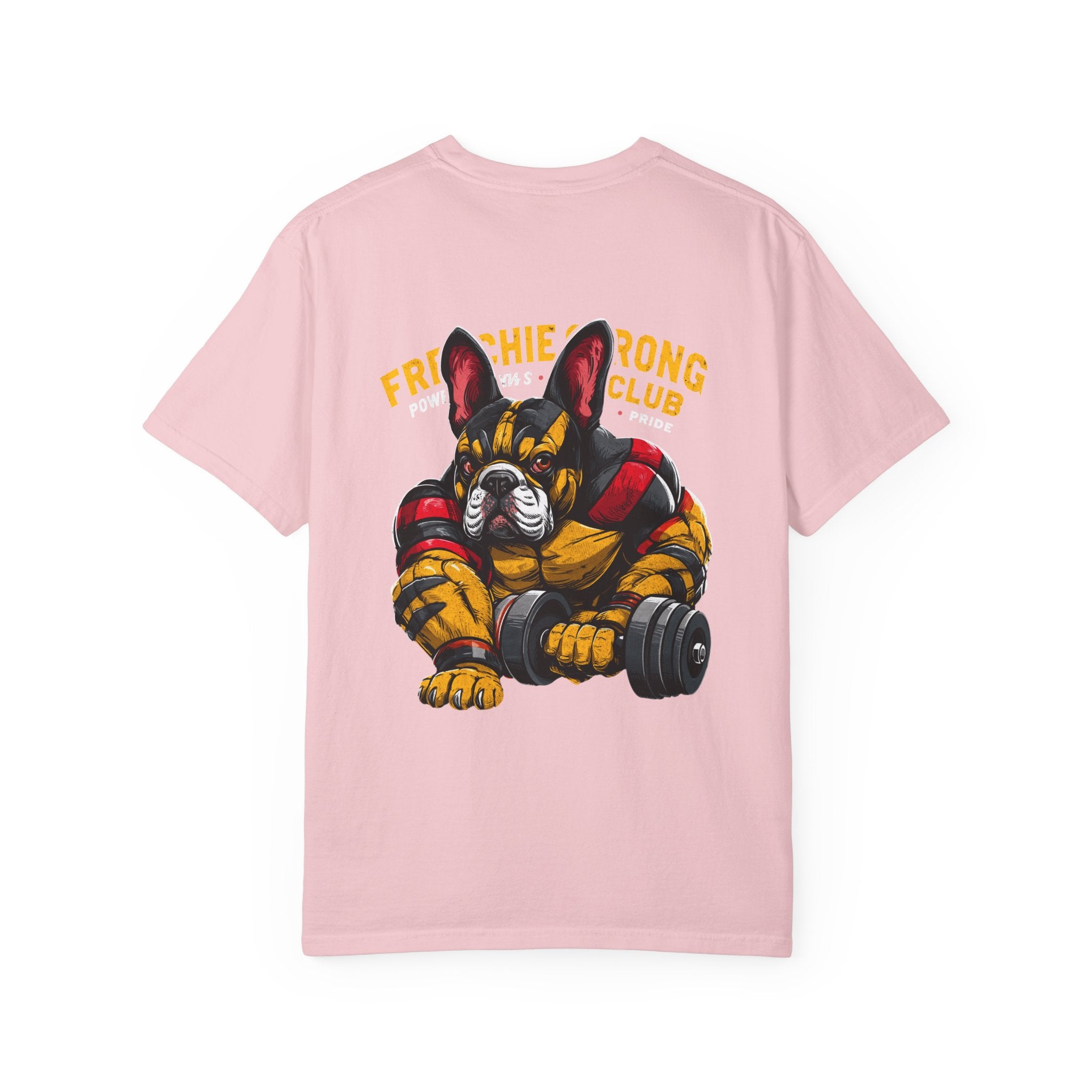 Frenchie Strong Club T‑Shirt — French Bulldog Weightlifting Graphic Tee